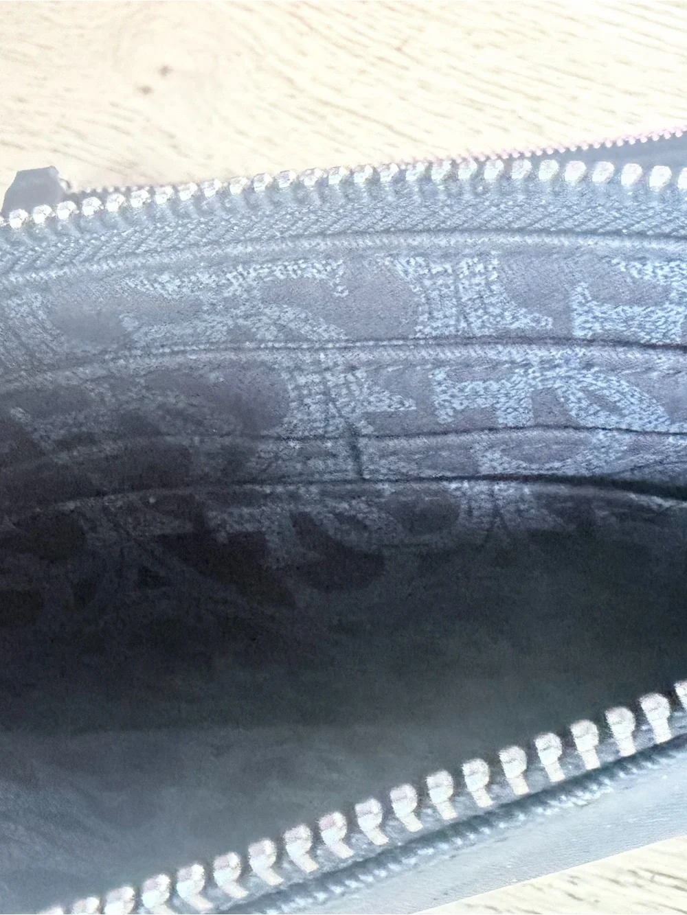 Guess Black Saffiano Leather Wristlet with Logo Medallion
